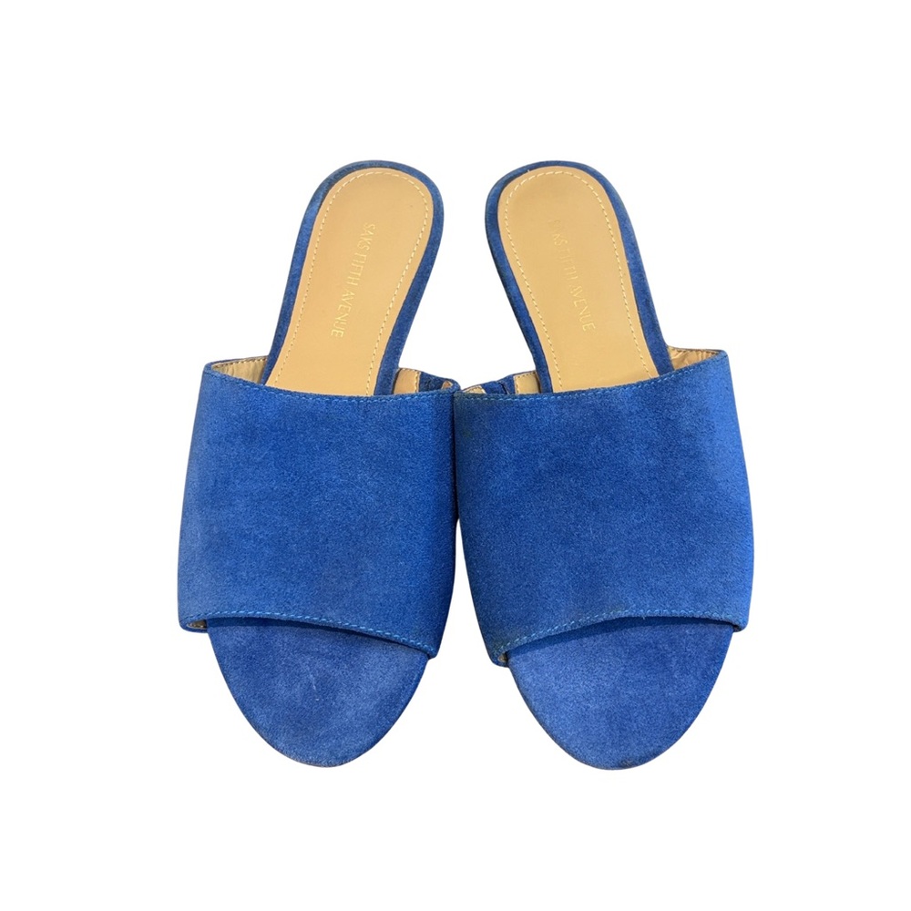 Saks Fifth Avenue Blue Suede Women's Slide Sandals